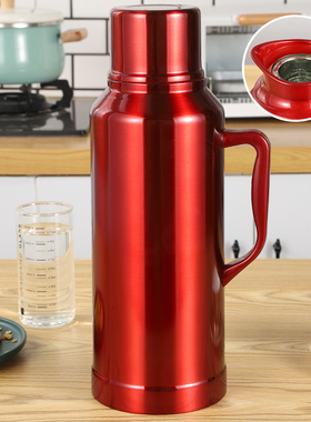 不锈钢喜庆保温壶大容量r2L结婚用暖壶热水瓶茶瓶陪嫁水壶红色一