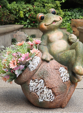 户外青蛙a花盆花园庭院布置院子草坪装饰招财景观动物雕塑园艺摆