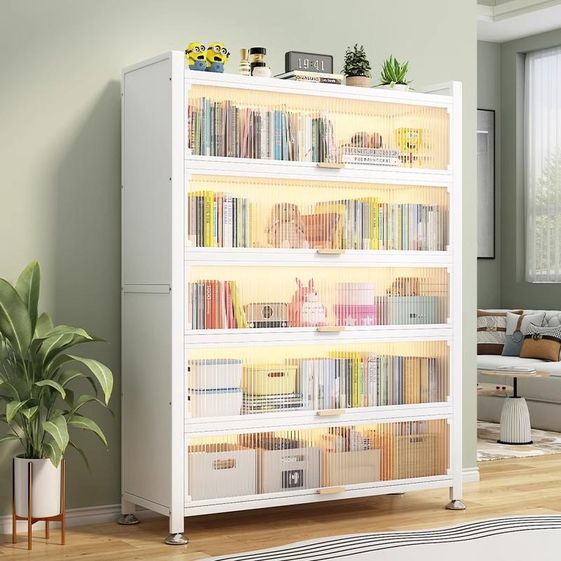 钢制书柜带门儿童书架防尘储物柜客厅展示柜铁艺卧室置物架收纳柜