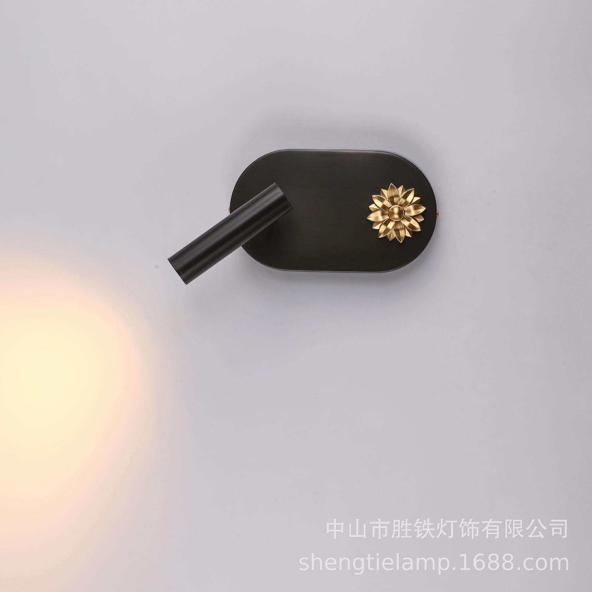 中山灯具北欧全铜椭圆形吸盘壁灯创意简约卧室床头客厅过道墙壁灯
