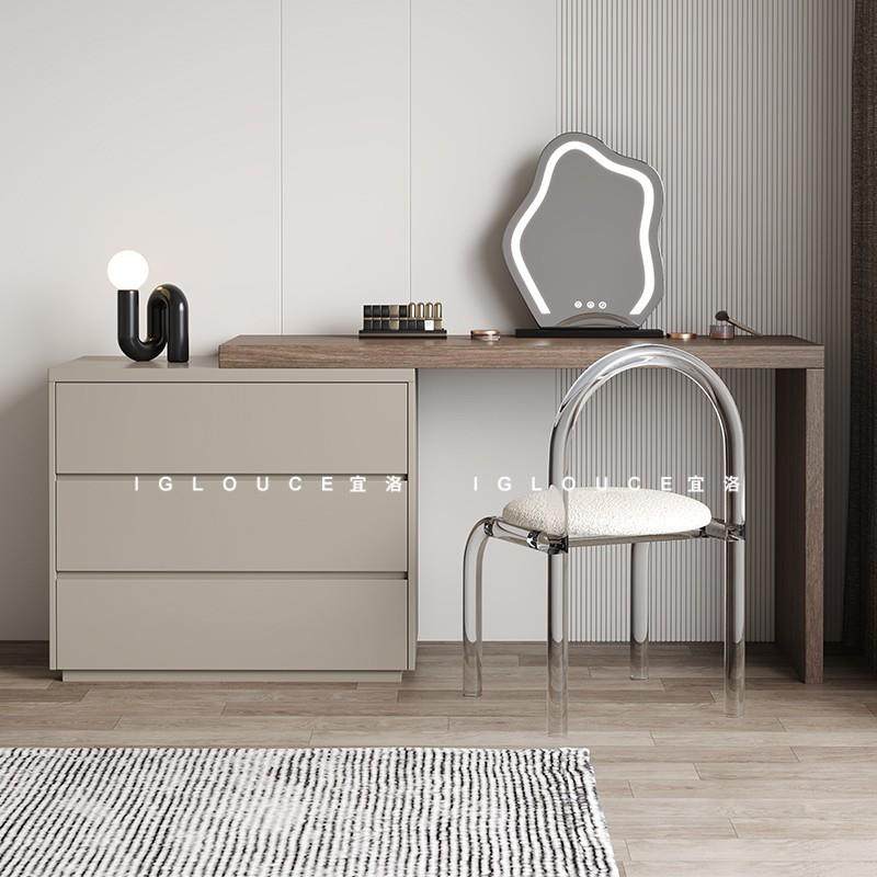 欧兰嘉梳实木三斗柜实木妆台一体卧室小户型床尾柜伸缩转角化妆桌