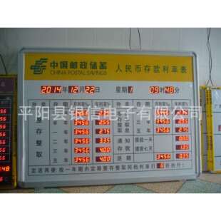 专业生产邮政储蓄LED电子利率牌 汇率屏 利息表 月利率 年利率表