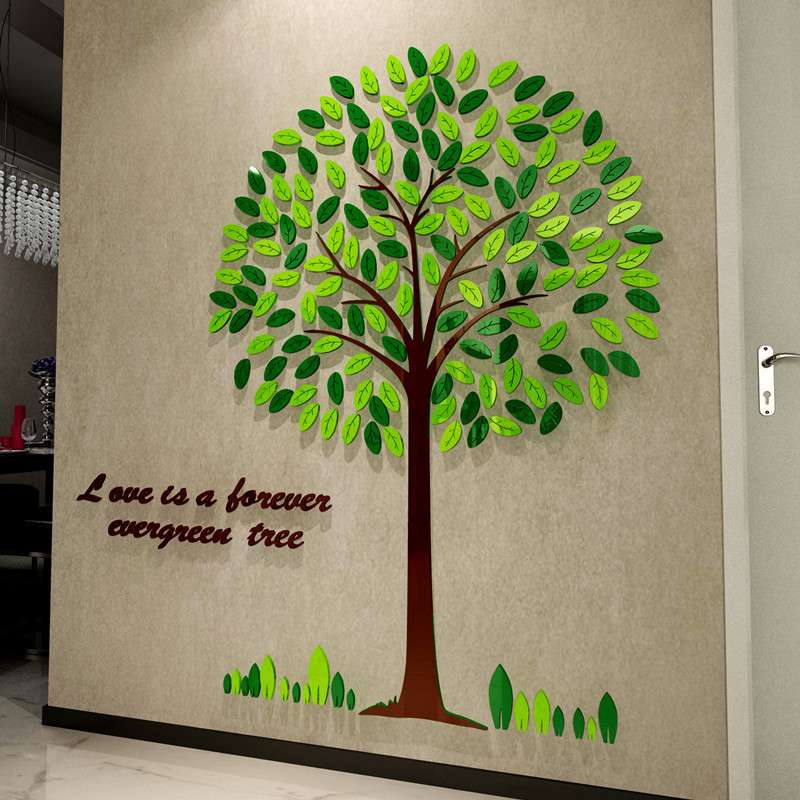 亚克力立体墙贴画家居树客厅电视玄关背景创意办公室装饰品贴纸