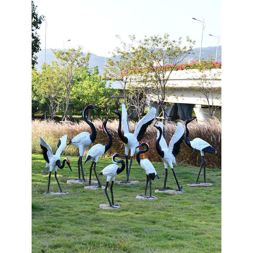 户外仿真白鹭动物摆件公园林景观仙鹤雕塑花园庭院水池塘假山装饰