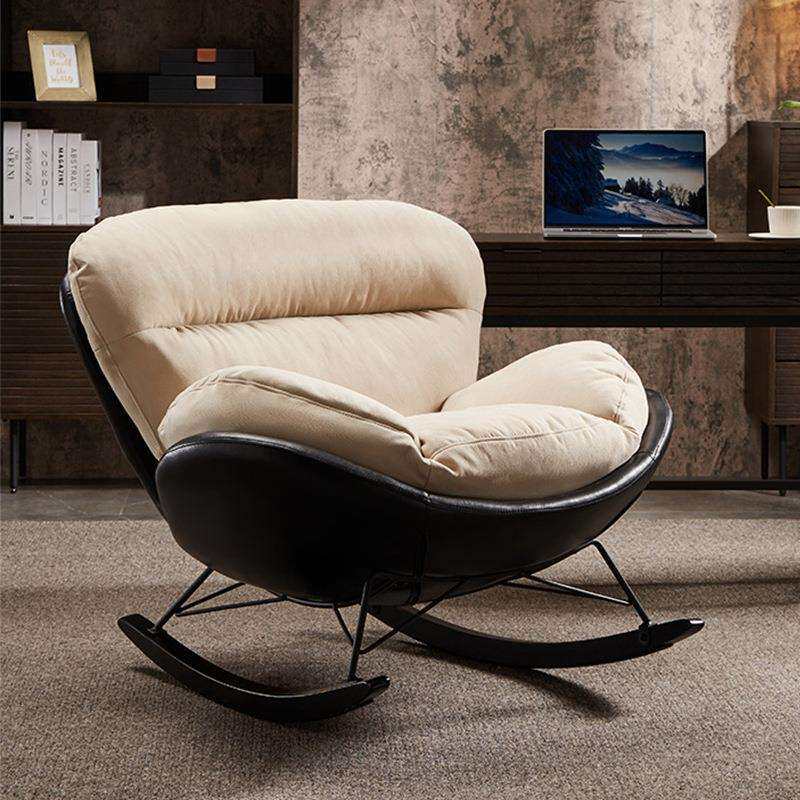 懒人摇摇椅单人沙发简约现代蛋壳沙发椅客厅卧室阳台休闲实木躺椅