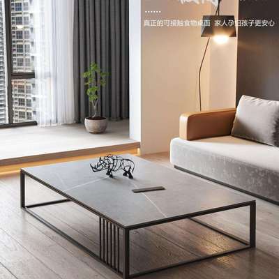 现代简约岩板茶几家用客厅沙发茶桌办公室轻奢大理石极简茶几桌子
