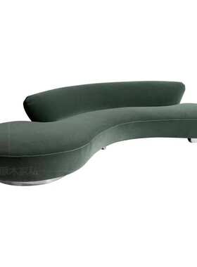 意大利轻奢橙色多人半圆弧形沙发设计师别墅酒店大厅堂接待展厅