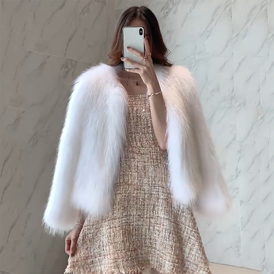 2025冬季新款仿水貂皮毛一体狐狸毛皮草外套女毛毛短款大衣洋气潮