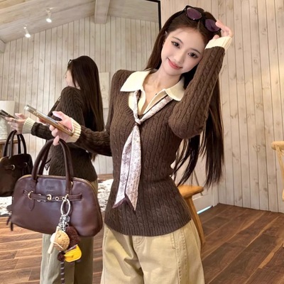 设计感拼接假两件内搭麻