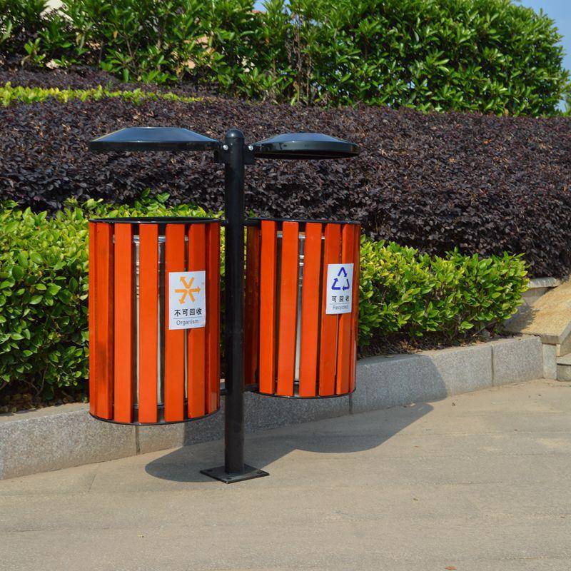户外垃圾箱钢木分类垃圾桶小区景区果皮室外公园花园广场果壳箱