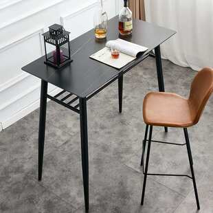 北欧轻奢岩板吧台桌商业酒吧靠墙高脚桌黑色长条桌厨房大理石岛台