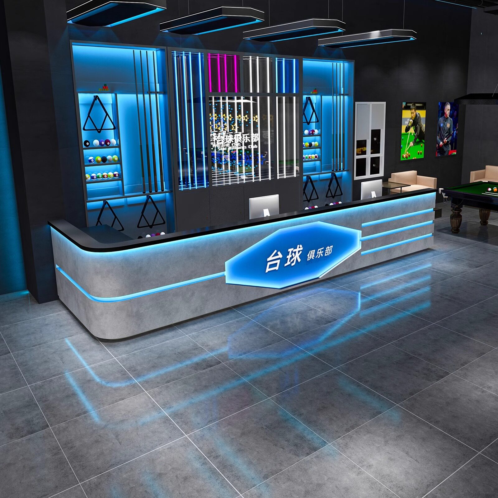 工业风电竞酒店台球厅网咖KTV吧台收银台酒吧转角前台健身接待台