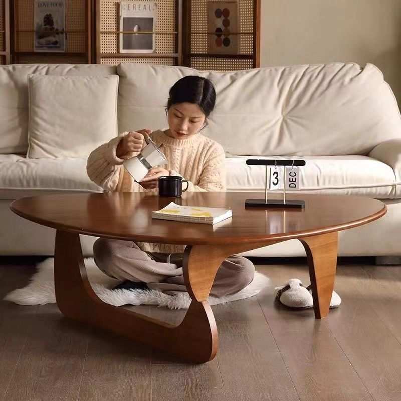 实木茶几简约现代三角形小户型北欧日式异形轻奢茶桌家用客厅极简