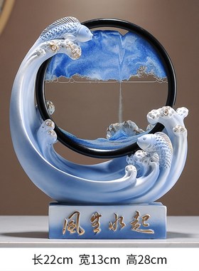 创意轻奢风生水起摆件家居玄关客厅电视柜K酒柜办公室高级感艺术