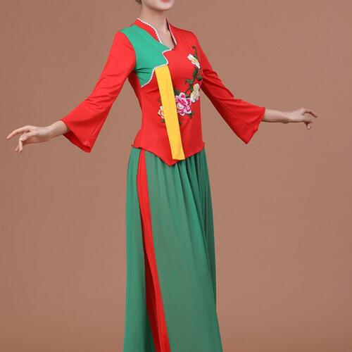 立领斜摆秧歌服舞蹈服新款广场舞服装女民族风古典舞扇子舞表演服