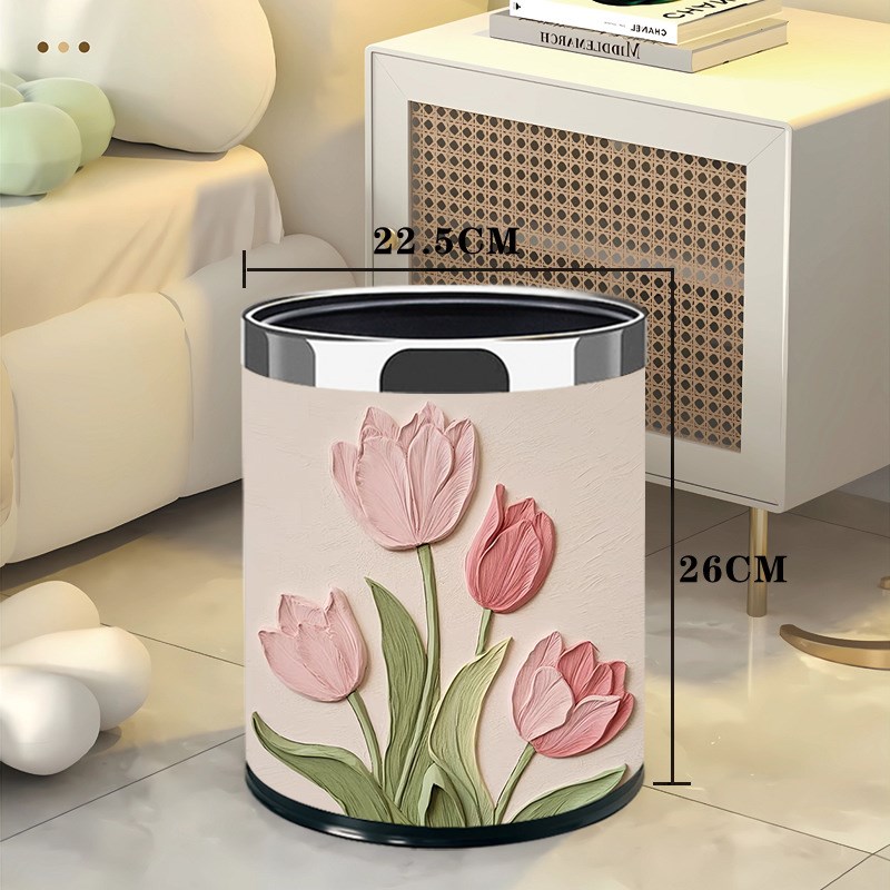 网红轻奢客厅卧室k厕所纸篓小清新创意花朵双层垃圾桶家用现简约