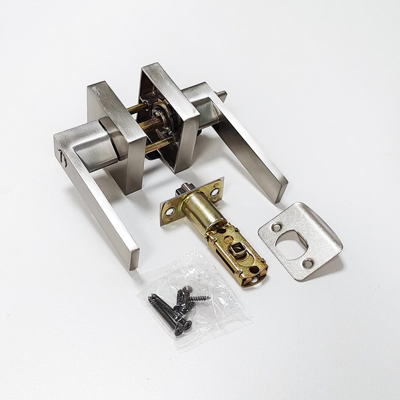 三杆执手锁黑色门锁室内木门卧室房门锁简易O门房间门锁通用型球