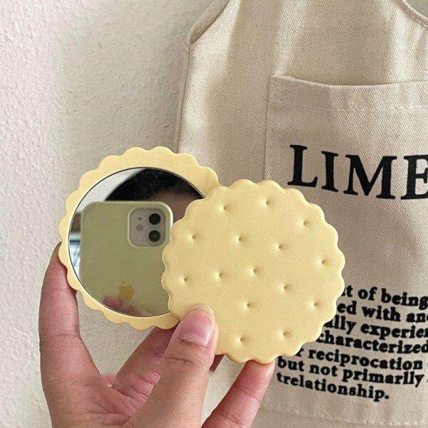 化妆镜】热学生销店铺【可爱便携小迷你镜子芝士带卡通小饼干梳子