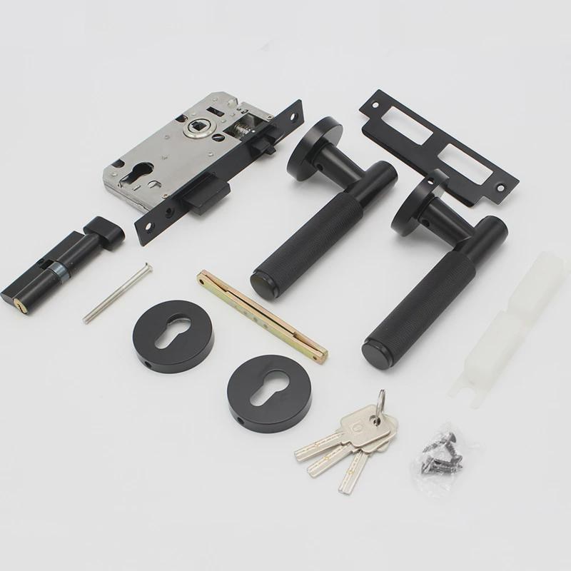 欧式室内a门铜执手静音分体锁酒店房门实心把手静音防盗机械门锁