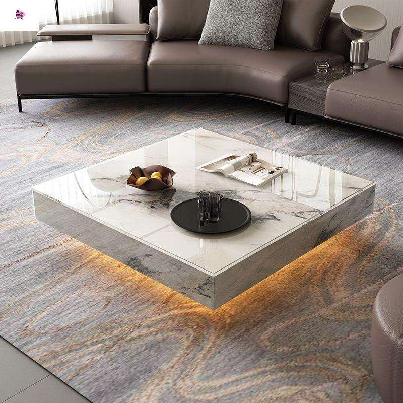 轻奢意式正方形极简玻璃茶几简约客厅现代小户型设计师家用高级