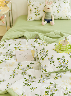 韩式绿色小d碎花夏凉被夏季可机洗夏被薄夏天单双人可水洗空调被