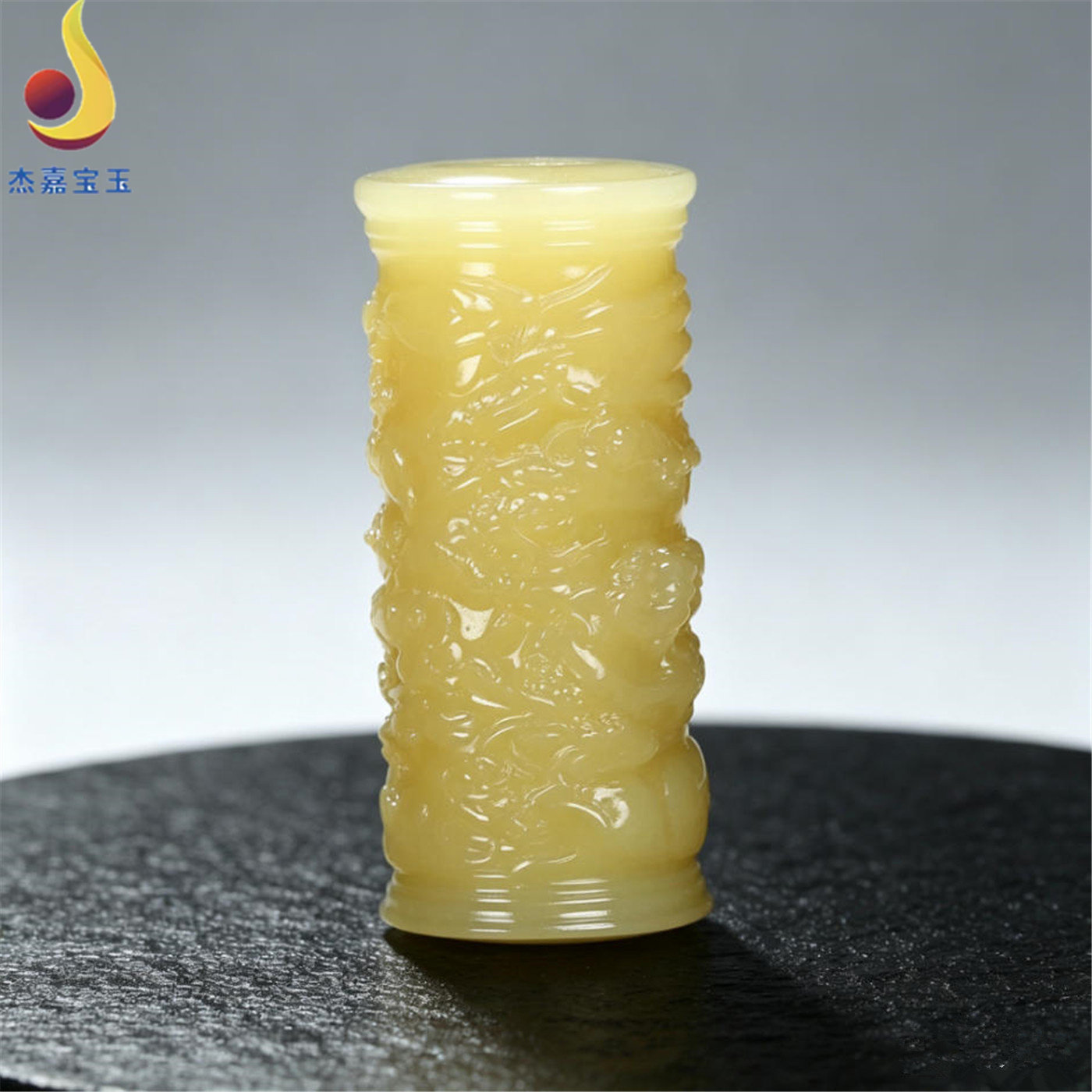 【生意兴隆】手工制作米黄玉玉龙柱盘辈辈福手把件手玩把件文玩