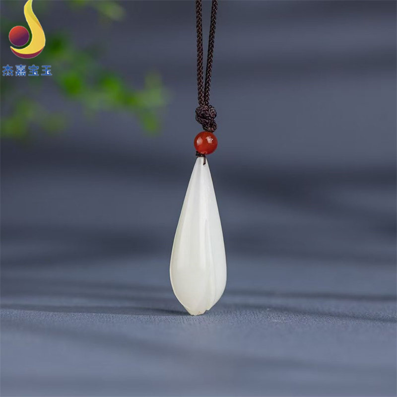 【福运】天然新疆和田玉青海料玉兰花玉坠女款玉石花朵玉器挂件