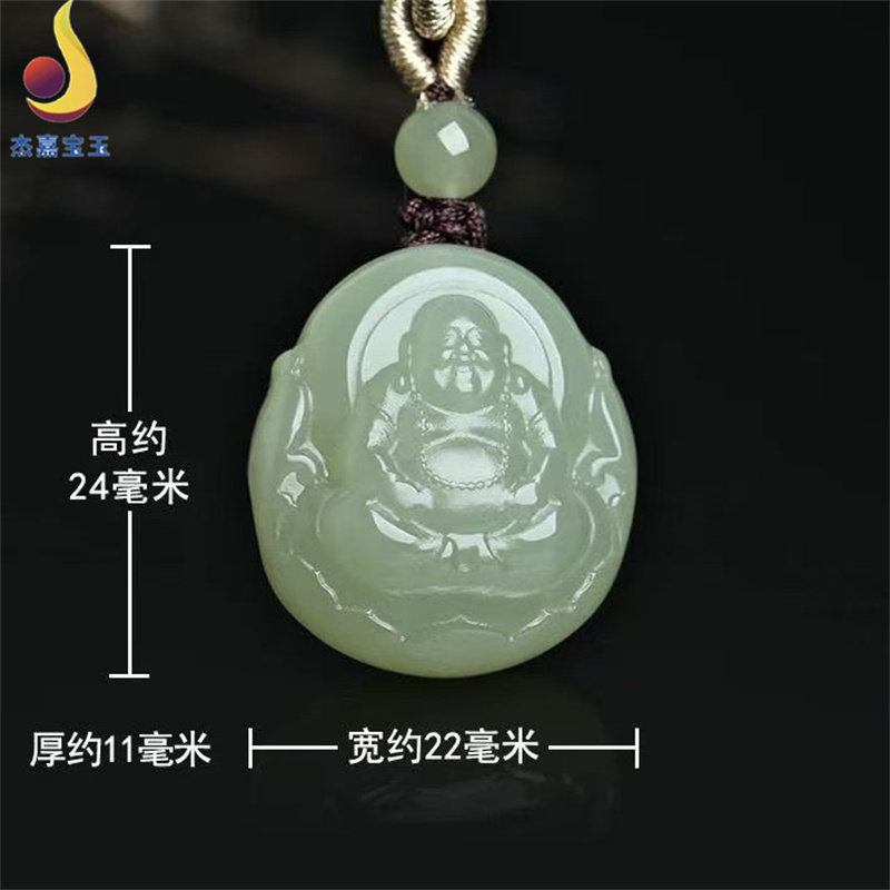 【好事连连】天然和田玉佛公吊坠青玉莲花弥勒佛挂件玉佩节日礼物