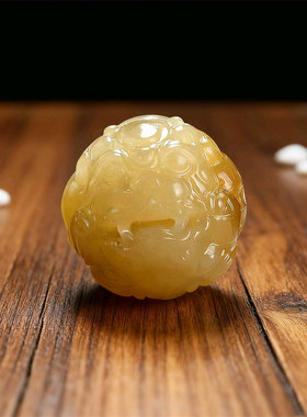 手工制作和田玉糖色圆貔貅散珠单珠手链手串配珠文玩配饰顶珠配珠
