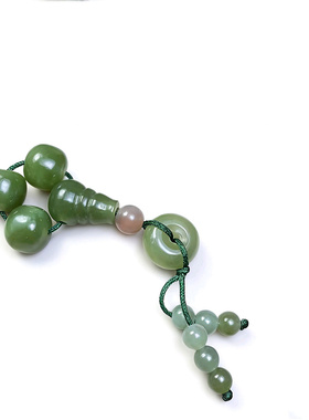 手工制作新疆和田玉顶珠一体三通佛头套装文玩配饰玉石三通真品