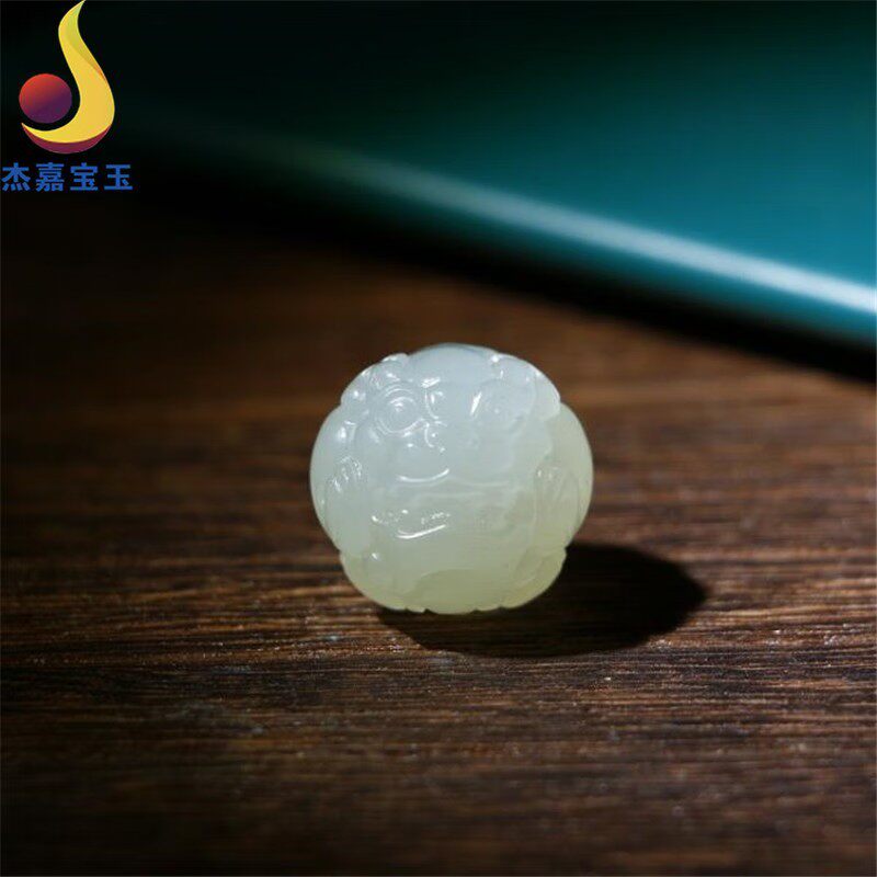 杰嘉宝玉原创玉石老料冰底和田玉兽珠貔貅皮休手链貔貅男女带证