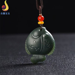 【年年有鱼】和田玉鱼吊坠青玉玉鱼男女款挂件玉石玉挂件玉器玉佩