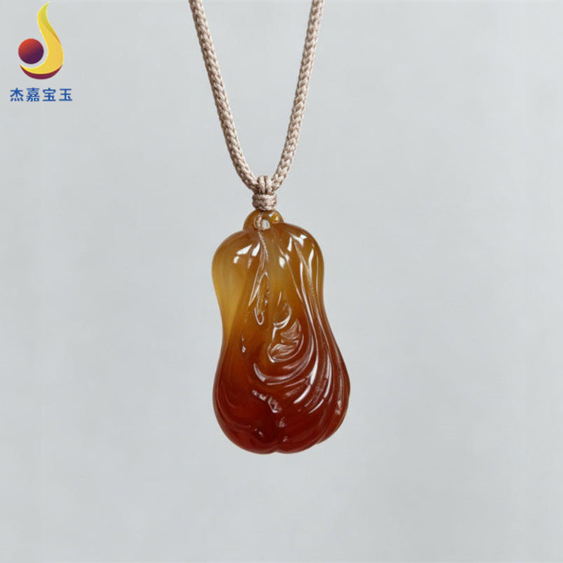 【百世来财】巴西玛瑙白菜吊坠立体玉坠挂件饰品配饰男女带证书