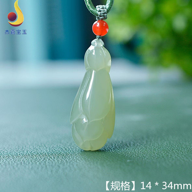天然和田玉兰花吊坠女款花开富贵玉坠项链玉石毛衣链挂件饰品礼物