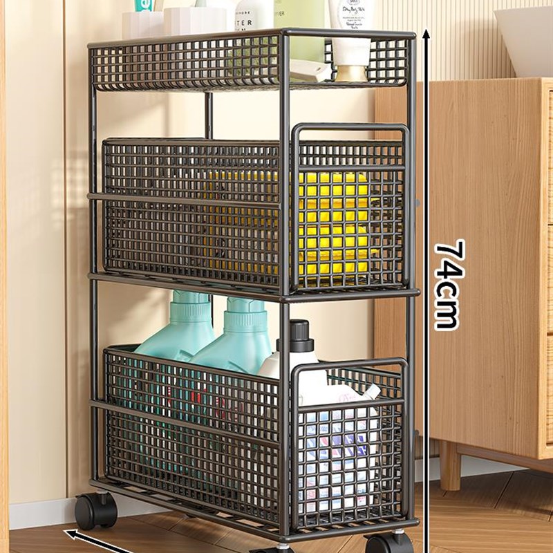 优选夹缝b置物架浴室洗手间落地小推车超薄窄边柜卫生间多层缝隙