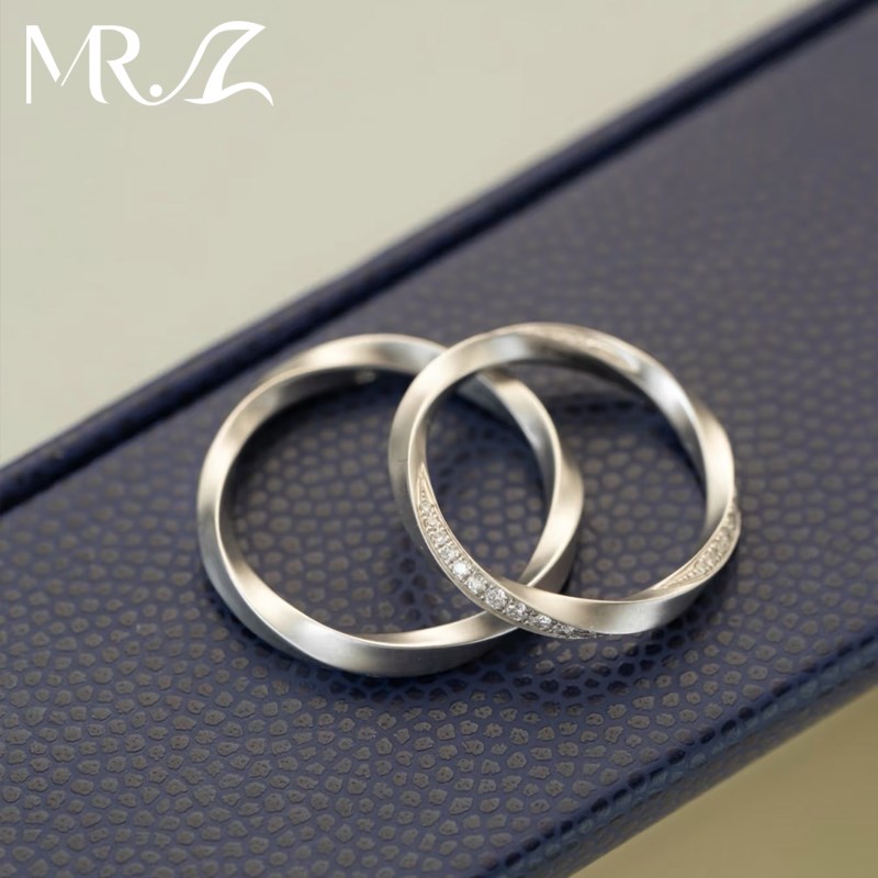 Z先生925银莫比乌斯环培育钻石情侣对戒结婚求U婚简约闭口婚戒