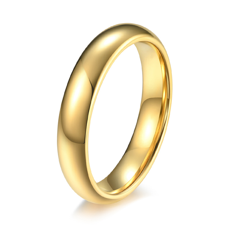 4mm/6mm/8mm简约光面金色钨B钢戒指男女光身钨金情侣指环对戒刻字