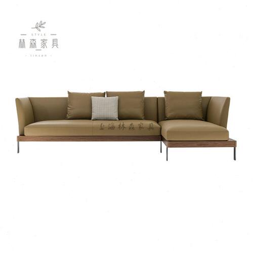 小户型沙发组合北欧真皮沙发黑胡桃木现代简约客厅hc28家具布艺