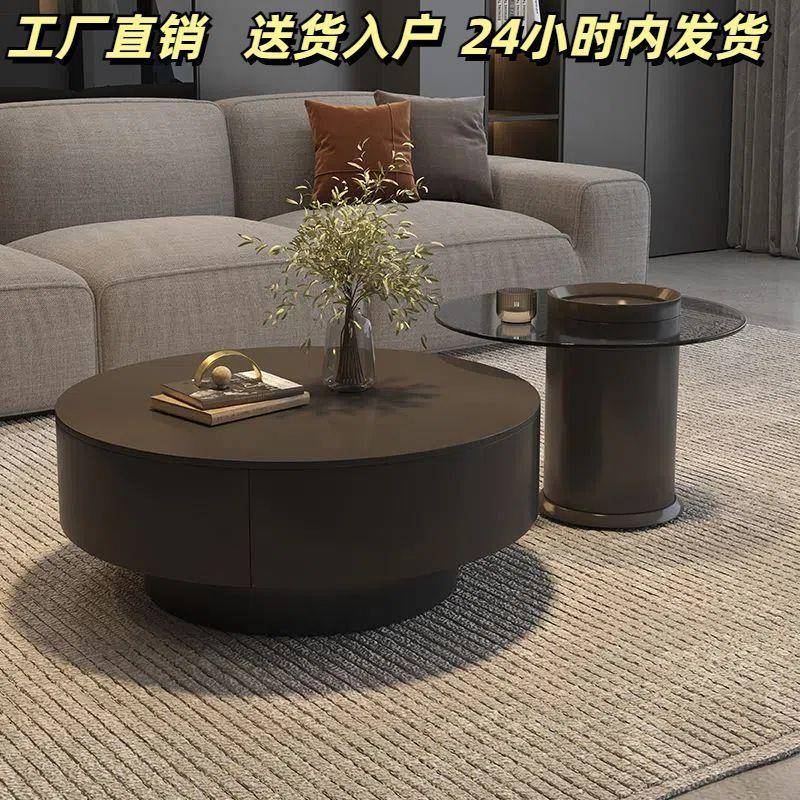 Yla工厂直销意式轻奢岩板茶几极简储物客厅小户型茶室高级感家用