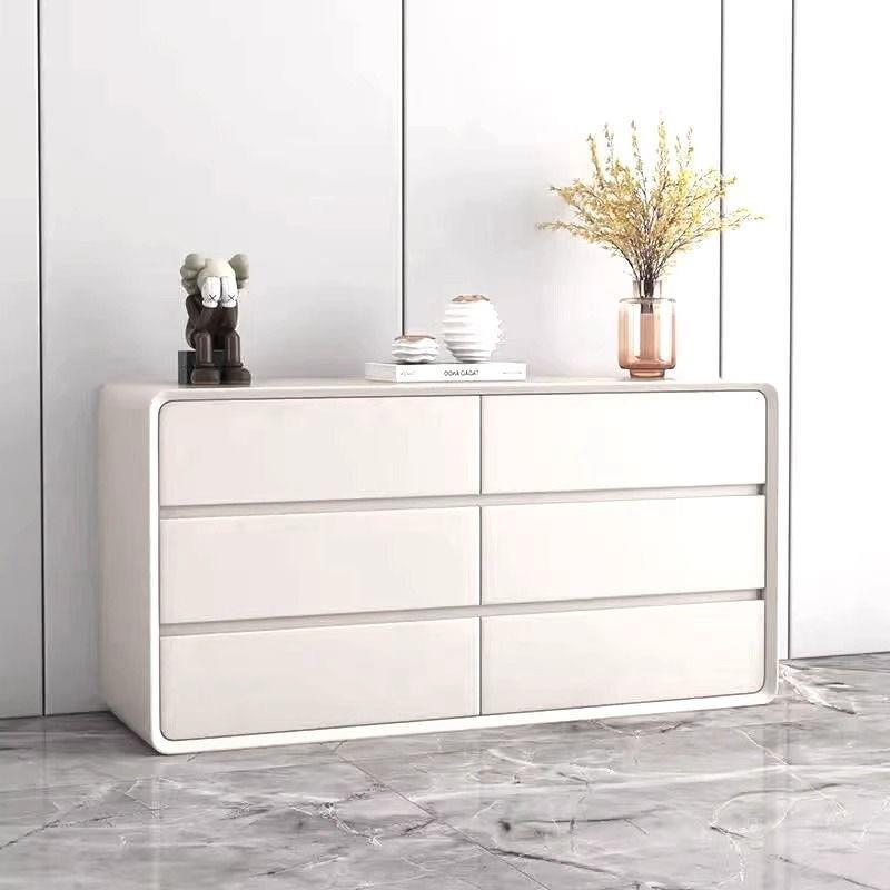 奶油风轻奢实木超纤皮卧室客厅,无需安装斗柜收纳柜,极简风新款