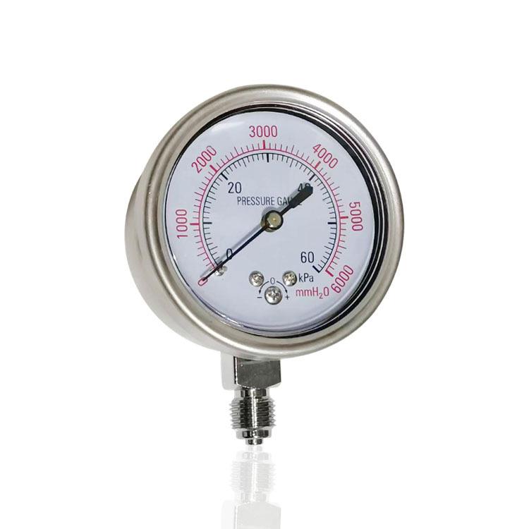 供应不锈钢微压膜盒压力表径向立装低压千帕表YEB-60 60kPa G1/4