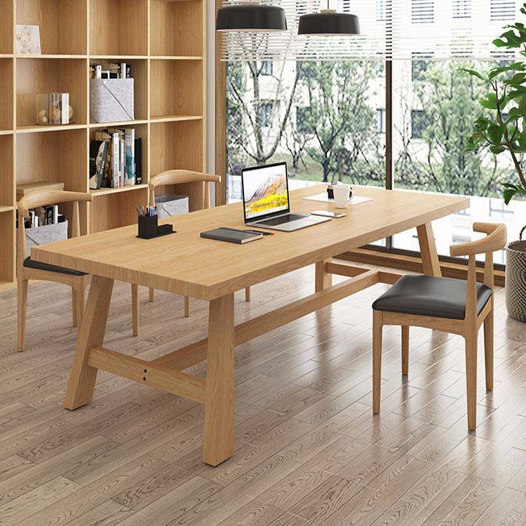 北欧全实木客厅书桌家用书房长条办公桌工作室大板电脑桌椅组合