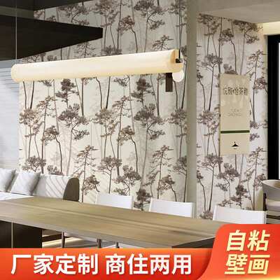 跨境新款壁纸自粘家用墙纸墙贴油画布墙贴纸壁纸墙布自粘wallpape
