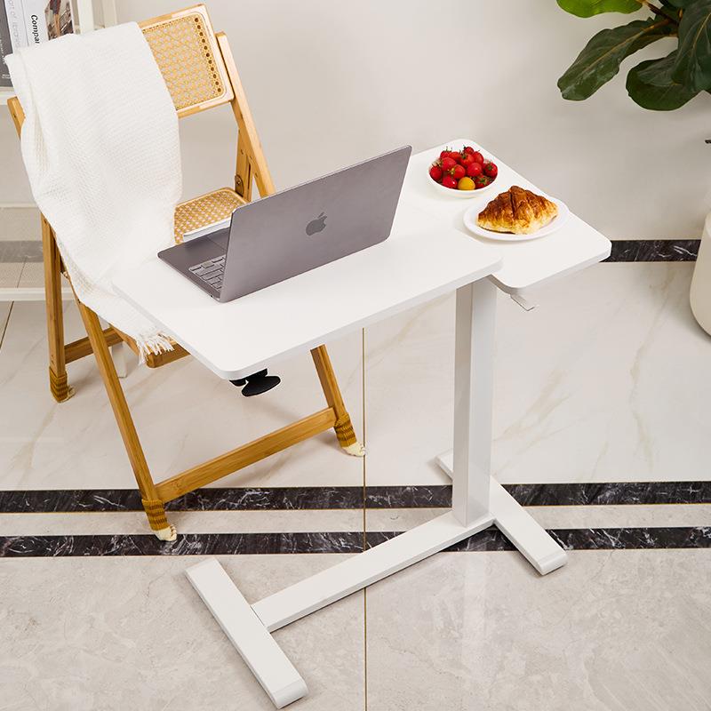 可移动床边桌单柱双面折叠气动升降小桌子懒人沙发床边办公电脑桌