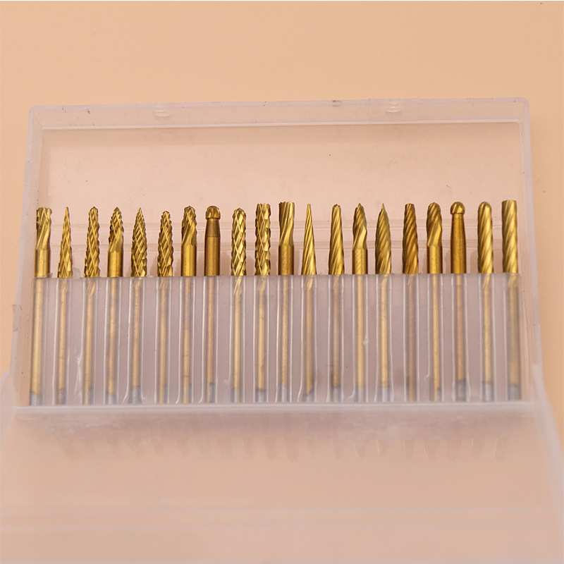 镀钛合金钨钢磨头旋转锉铣刀雕刻刀木工根雕木雕雕刻字工具3*3