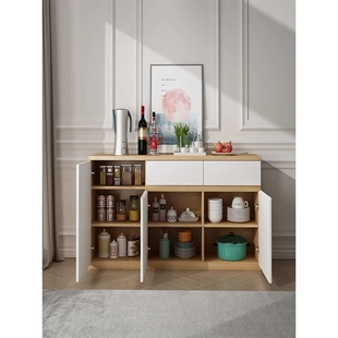 北欧新款人造板轻奢艺术设计餐边柜实木收纳储物柜子黑白灰色