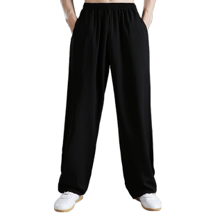 高端太极服新款太极裤男款女春秋宽松棉绸功夫练功裤武术裤训练裤