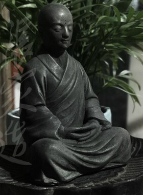 张家造新中式禅意布衣小僧摆件A家居客厅庭院玄关布景装饰品小和