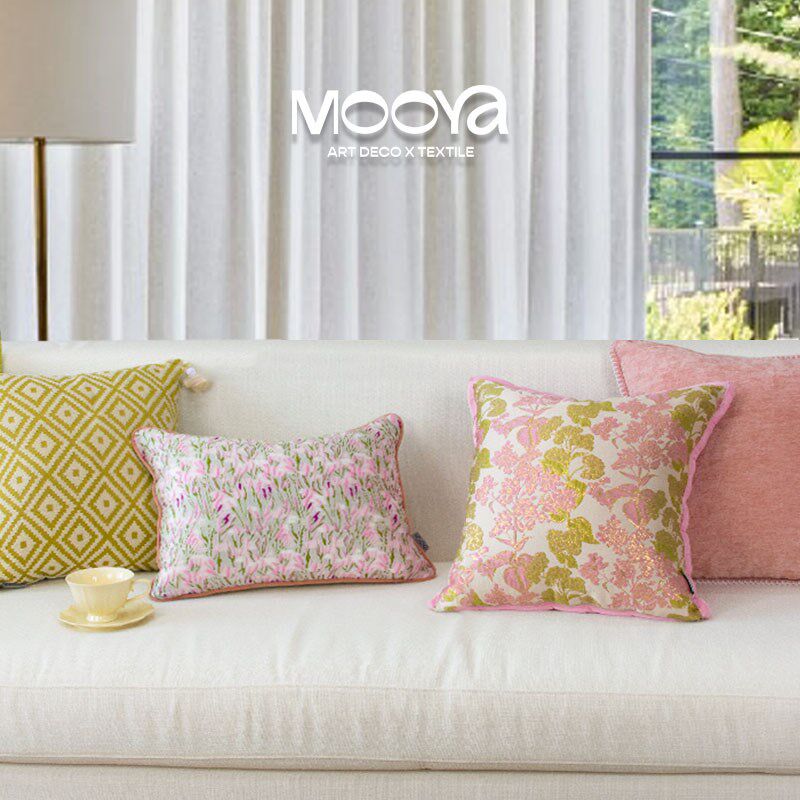 MOOYA芙蓉惹绿 法o式粉色抱枕浮雕轻奢复古靠枕套靠垫沙发客厅高