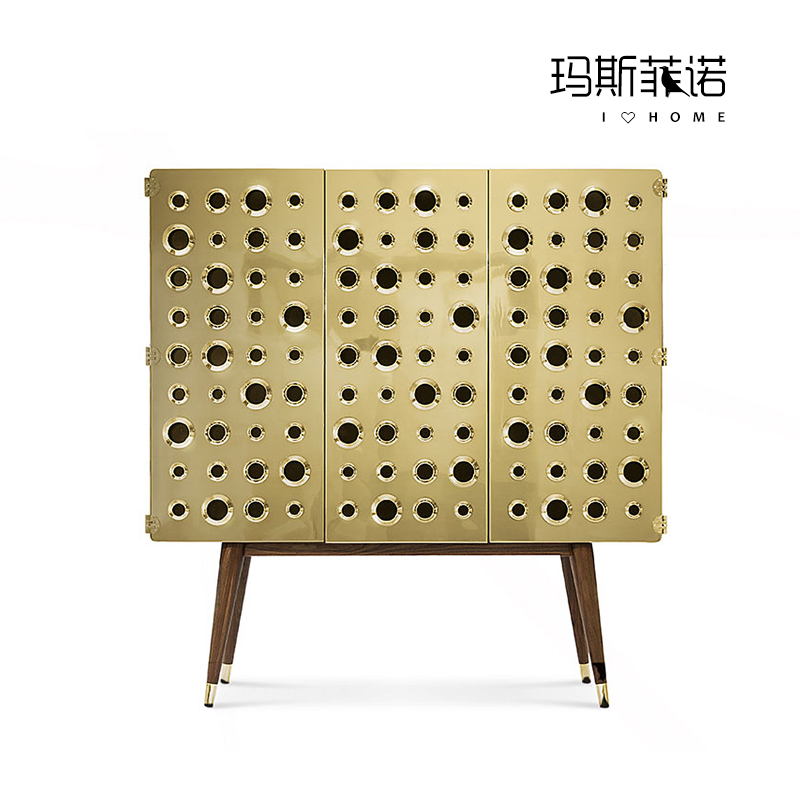 MSFN复古奢华不锈钢镀金色蜂巢储物柜别墅酒店客厅餐厅.餐边柜酒